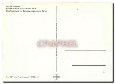 Zurich — Die Metropole der Schweiz — Otto Baumberger, Nr. 1116 — Verso