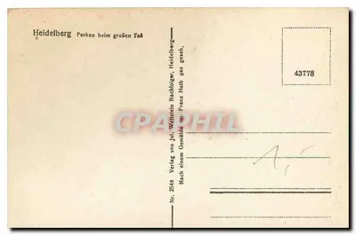 Perkeo — figura pod dużym wiaderkiem — wydawca Heidelberg — Rewers