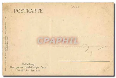 Duży cypel w Heidelbergu — 212 422 litrów — wydawca Königlich von Edna, Heidelberg, nr 3462 — Rewers