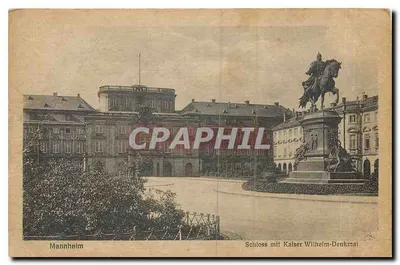 Mannheim — Castelo com estátua equestre do Imperador Wilhelm — editor não identificado