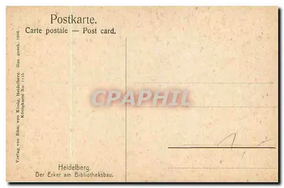 Erker am Bibliotheksbau — Heidelberg — Verlag von Edm. von König, Heidelberg, Königkarte No. 1115 — Verso