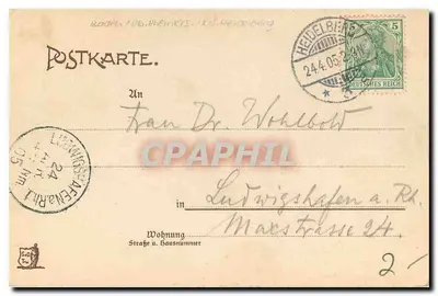 Heidelberg — widok panoramiczny z tarasu — wydawca nieznany, n° 8038 — Rewers