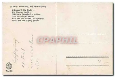 Heidelberg — oświetlenie zamku — F. Huth, nr 458 f — Rewers