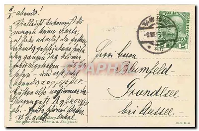 Elektryczny pociąg w Grundlsee — Heidelberg, n.d. Königstuhl — wydawca Verlag von Film, N° 595 — Rewers