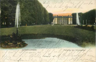 Schwetzingen — Parte aus dem Schlossgarten — Postkarte du Weltpostverein