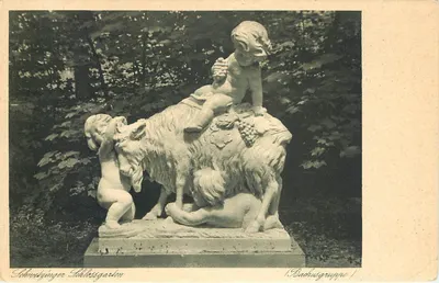 Schweizinger Schlossgarten — (Bachusgruppe) — Graphischer Kunstverlag Win Gläser, Lundau, Pälz.
