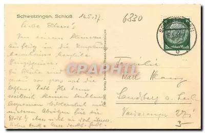 Schwetzingen — Castelo — Verlag Photo Thöme Schwetzingen Nr. 282 — Verso