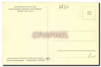 Schwetzingen — Castelo com jardim e fonte de Arion — Photohaus Thome Schwetzingen — Verso