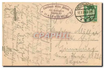 Heidelberg — część nad starą mostem z zamkiem — Gasthaus Weiss, Heidelberg — Rewers