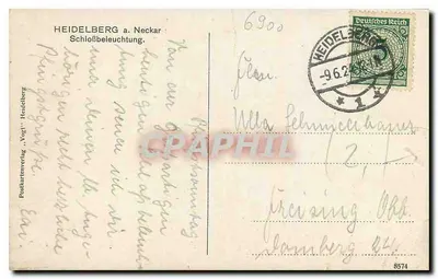 Heidelberg — Oświetlenie zamku — Vogt's Heidelberger Postkartenverlag — Rewers