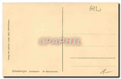 Schwetzingen — Jardim do Castelo, As Crianças de Baco — Editora Otto Schwarz, Großh. Hall. — Verso