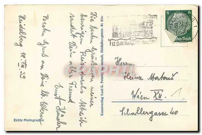 Heidelberg — widok zamek i miasto nad Neckarem — Kunstverlag Karl G. Peters, nr 112 — Rewers