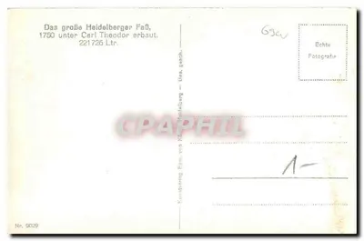 O grande barril de Heidelberg — construído em 1750 sob Carl Théodor — editor Kunstverlag EAN von Käthe Heidelberg, n° 9029 — Verso