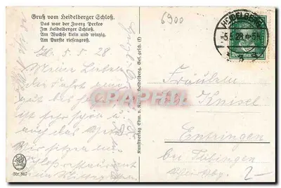 Estatua do Zwerge Perkeo — Heidelberg — editor Stürtzverlag, n°807 — Verso