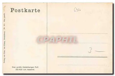 De grote houten fles van Heidelberg — uitgever Verlag von Edm. von König, Heidelberg, n° 461 — Achterkant