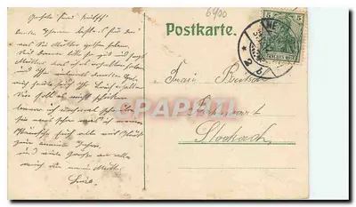 Heidelberg — Vista invernal com texto de saudações — Carta postal — Verso