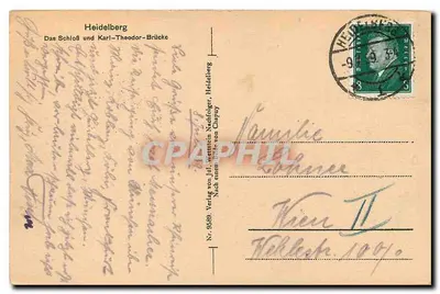Heidelberg — Schloss und Karl-Theodor-Brücke — wydawnictwo Jal, Heidelberg, nr 9269 — Rewers