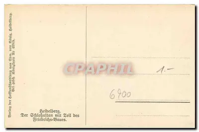 Heidelberg — Zamek Friedricha z częścią zamku — wydawca Heidelberg, n° 6900 — Rewers