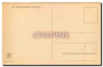 Castelo de Heidelberg — ruínas sobre colina arborizada — n° 4 — Verso