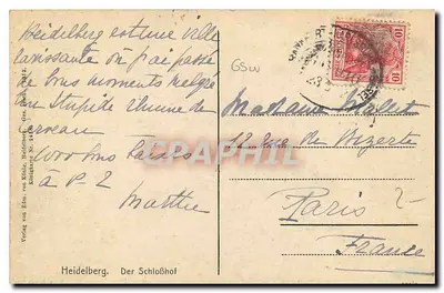 Heidelberg — O Schloßhof — Verlag von Eilm. von Körle, Heidelberg — Verso