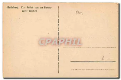 Heidelberg — Zamek widziany z Hirschgasse — wydawca: Kunaverlag Köln — Rewers