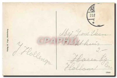 Heidelberg — Stara most na rzece z zamekiem — Verlag H. Vogt, Heidelberg — Rewers