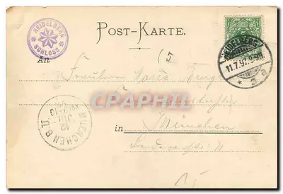 Heidelberg — Schloss von der Hirschgasse — Verlag v. John von König, Heidelberg, n° 206 — Verso