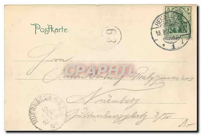 Heidelberg, Schloss Otto Heinrichsbau — widok zamku z dwiema osobami — Louis Glaser, Leipzig, n°3006 — Rewers