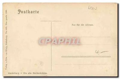 Heidelberg — Stara mostowa przez Neckar — Verlag v. Eilm, Heidelberg, nr 423 — Rewers