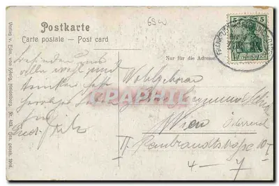 Heidelberg. Stara mostowa przez Neckar — widok mostu nad Neckarem z łódkami — wydawca Verlag v. E. von König, Heidelberg, nr 423 — Rewers