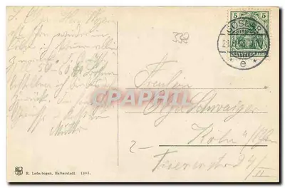 Romkerwasserfall — wodospad w głębi lasu — R. Lede-bogen, Halberstadt — Rewers