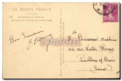 Granville — Le Roc i Plat-Gousset przy wysokiej wodzie — Éditions d'Art Yachot — Rewers