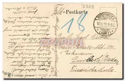 Bad Harzburg — Radauwasserfall — Feld-Postkarte — Verso