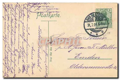 Bad Harzburg. Riefenbachstal — ponte metálica sobre um riacho na floresta — editor: G. Duscher & Söhne, 1908 — Verso