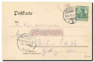 Vista do Brocken — editor Fr. Rose, Wernigerode — número de série não visível — Verso
