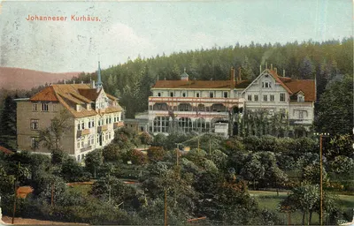 Johanneser Kurhaus — vista do edifício e de seu parque — editor Verlag Carl Fischer, Zellerafeld, n° 3974