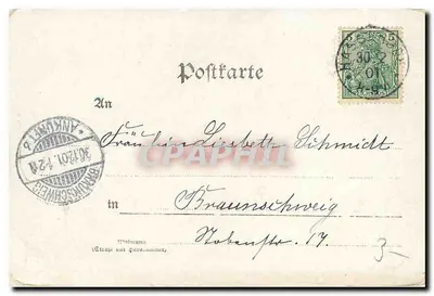 Alimentação de cervos — Saudações do Harz — B. Angerhausen, Wernigerode — Verso