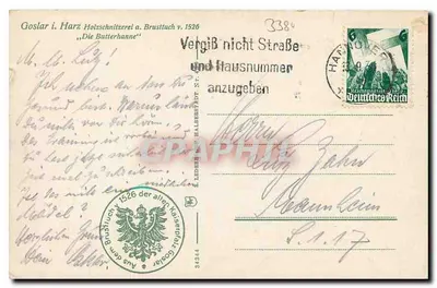 Goslar i. Harz - Holzschnitzerei Brusttuch v. 1526 — 'Die Butterhanne' — wydawca nieznany — Rewers