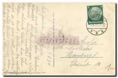 Brockenblick z Goetheweg — widok Brocken z drogi Goethego — wydawca U. B. Hermann, nr 129 — Rewers