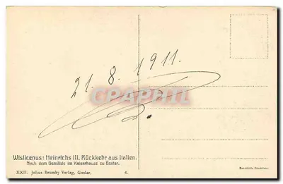 Retorno da Itália de Henrique III — Julius Brumby Verlag, Goslar, n°4 — Verso