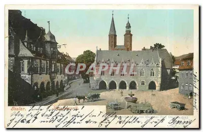 Goslar. Marktplatz — vista do mercado com a casa do prefeito — editor Hermann Post, Dresden, n° 6147