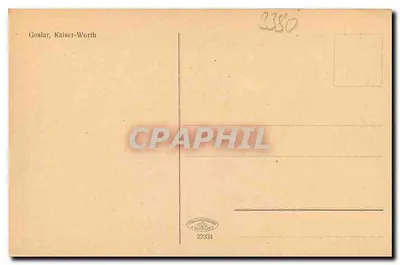 Goslar, Kaiser-Worth — centralna plac z fontanną i budynkiem z łukami — wydawca Goslar, nr 22334 — Rewers