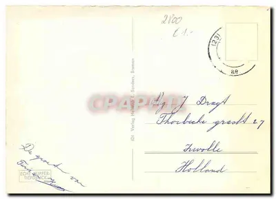 Bremen — Panoramiczny widok miasta — Verlag Heinrich E. Sanders, Bremen — Rewers