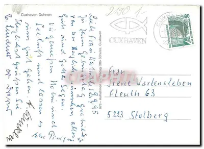 Cuxhaven-Duhnen — Wiele powitania z Cuxhaven-Duhnen — Wydawnictwo Otto Schulze — Rewers