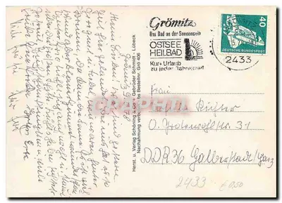 Zomervakantieoord Grömitz — Het zonkantje — Uitgever Schöning & Co + Gebrüder Schmid, Lübeck — Achterkant