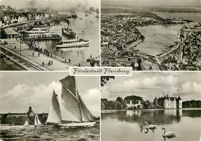 Fördestadt Flensburg — vista panorâmica e porto — editor D. Thomsen Flensburg