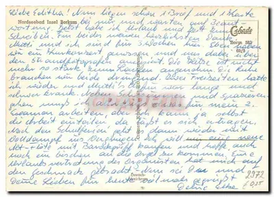 Nordseebad Insel Borkum — widok nocny brzegu morza z kioskami i oświetlonym budynkiem — wydawca Cehada, nr 583 — Rewers