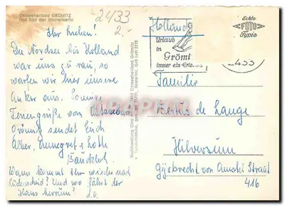 Ostseeheilbad Grömitz — Vista aérea da praia movimentada — Buchhandlung Otto Nöss, gen. SH 257N — Verso