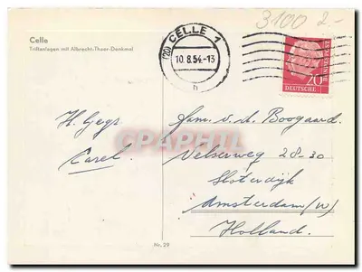 Celle — Instalações de Trift com monumento em homenagem a Albrecht-Thaer — Nr. 29 — Verso
