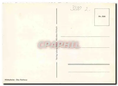 Hildesheim - O Rathaus — editor Ludwig Simon, Münden-Pullach, n° 566 — Verso